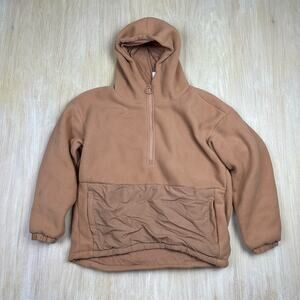 Fabletics Lotta Sherpa Teddy Fleece Kangaroo Pocket Half Zip Hooded Jacket Small